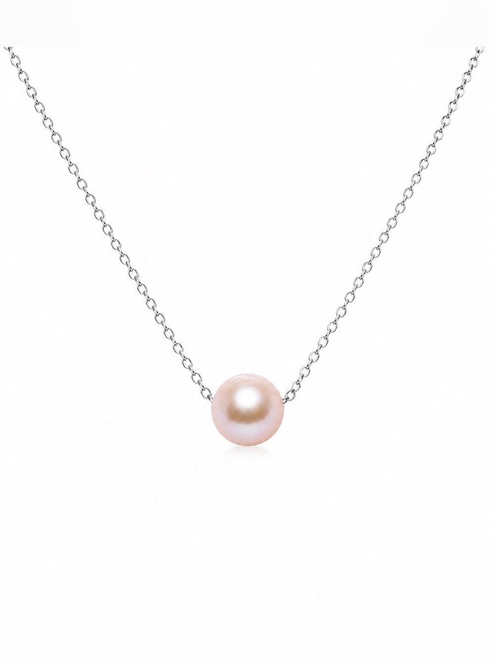 Pink Pearl Necklace Sterling Silver Floating 10mm 16-18in Adjustable NWT